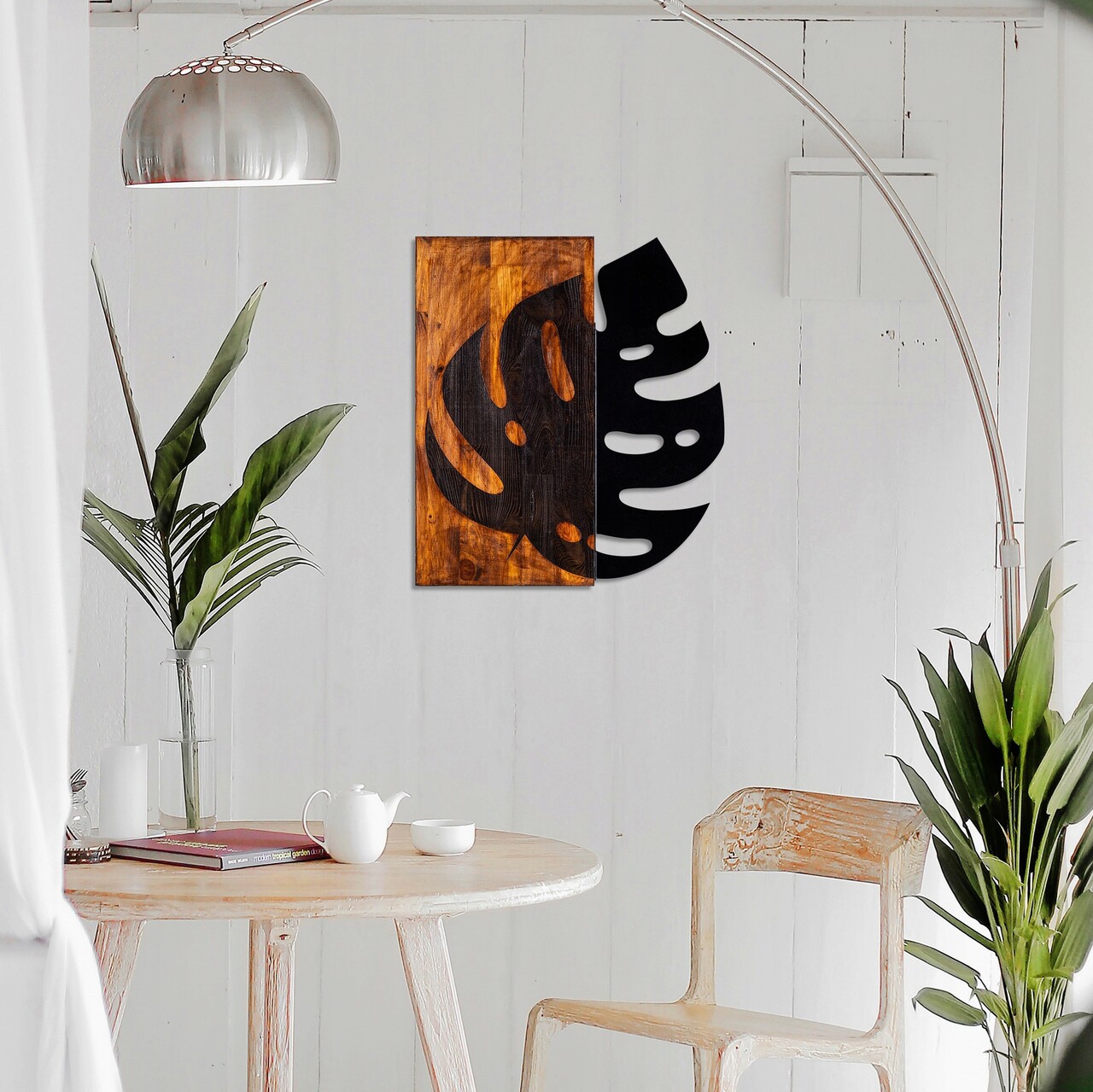 Decoratiune de perete, Leaf 2, Dimensiune: 52 x 58 cm, Nuc / Negru - imagine 5